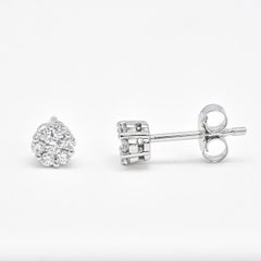 Natural Diamond 0.17 ct 18 karat white Gold Classic Cluster Stud Earrings