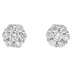 Orecchini classici a grappolo con diamante naturale da 0,17 ct in oro bianco 18 carati