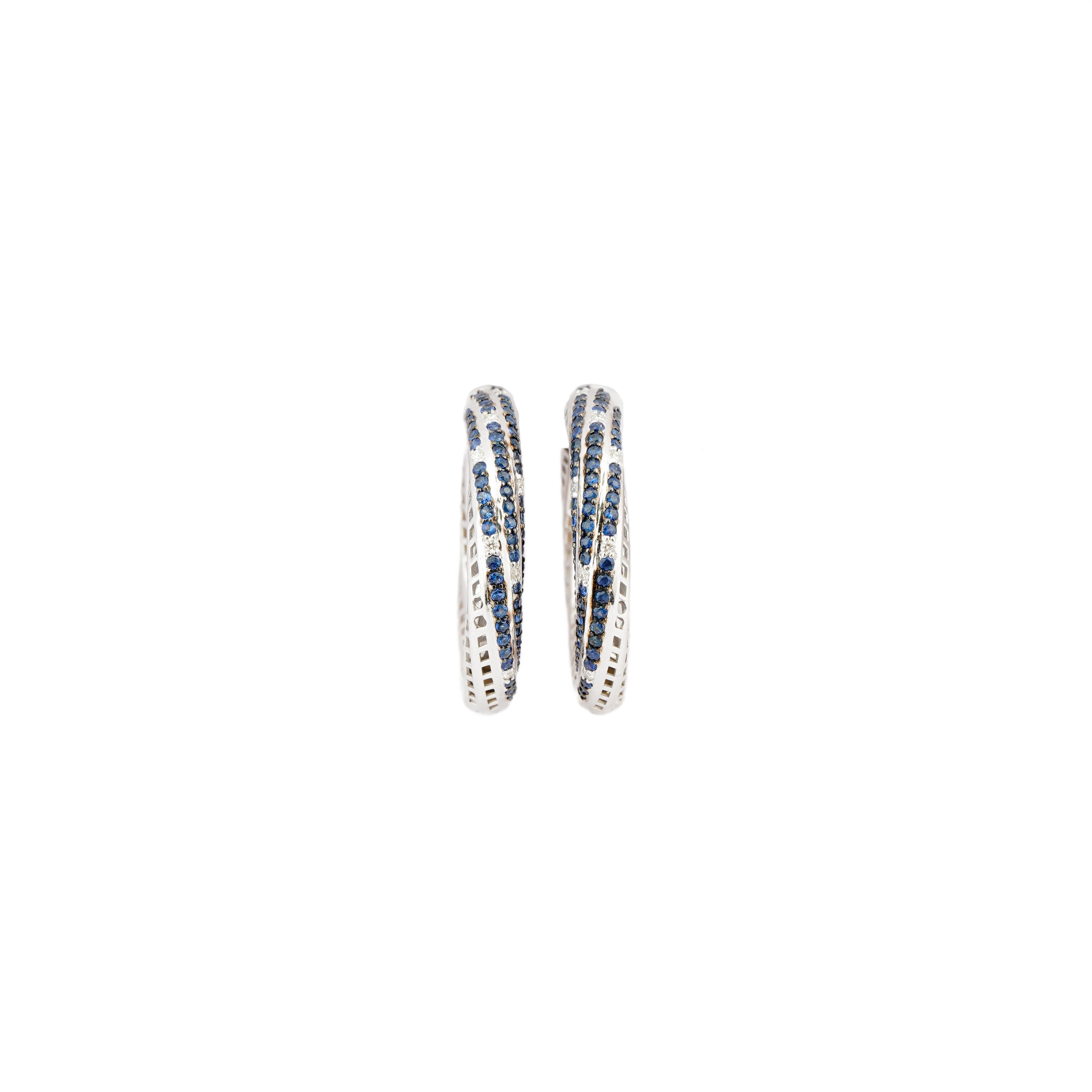 Natürlicher Diamant 0,18cts & blauer Saphir 1,48 in 18k Gold im Zustand „Neu“ im Angebot in New York, NY