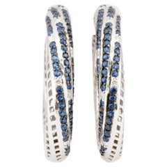 Natürlicher Diamant 0,18cts & Blauer Saphir 1,48cts Ohrring in 18k Gold