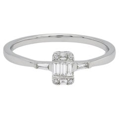 Anillo de compromiso baguette de oro blanco de 18 quilates con diamante natural de 0,19 quilates