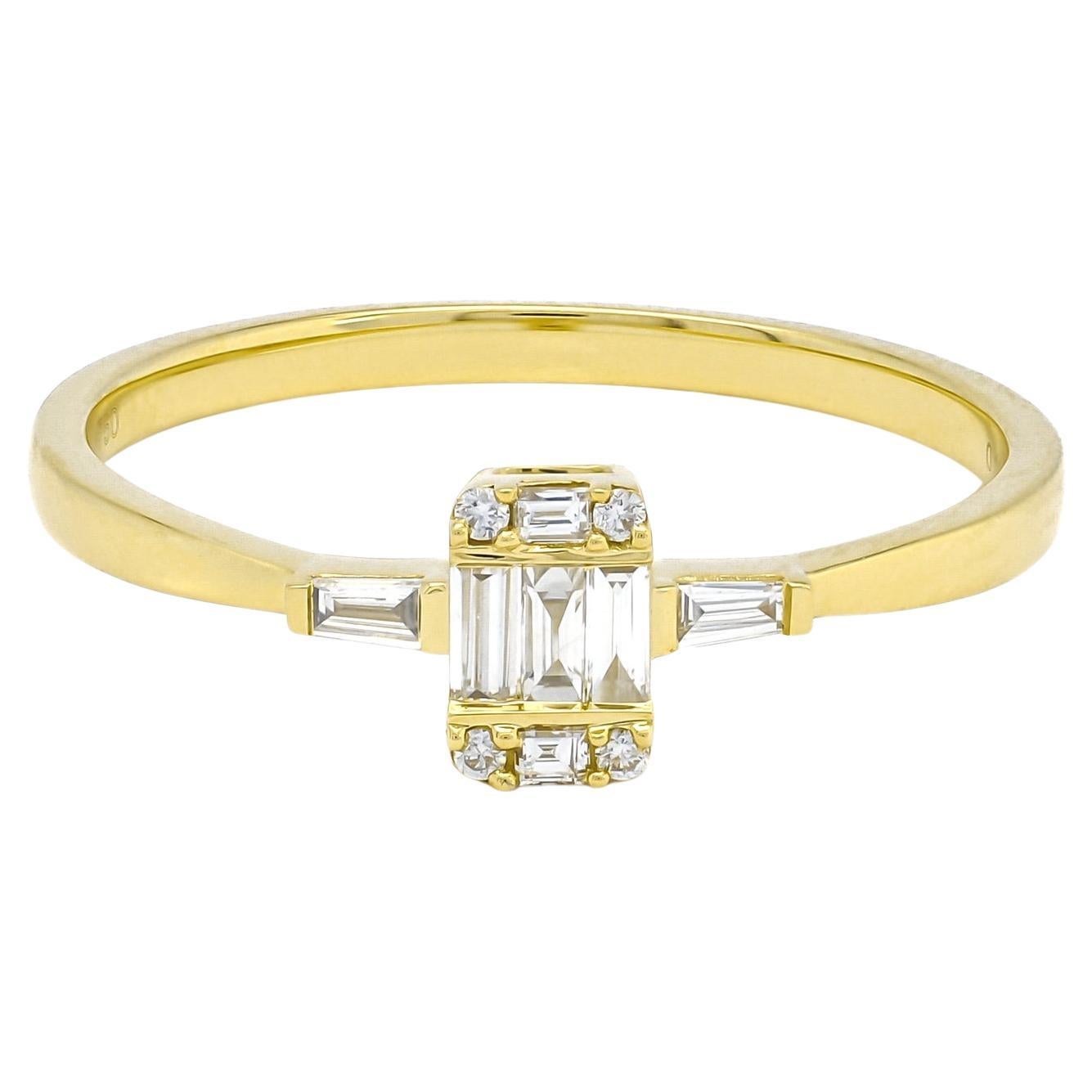 Bague de fiançailles en or jaune 18 carats avec diamant naturel 0,19 carat