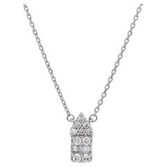 Natural Diamond 0.20 carats 18KT White Gold Cluster Simple Pendant