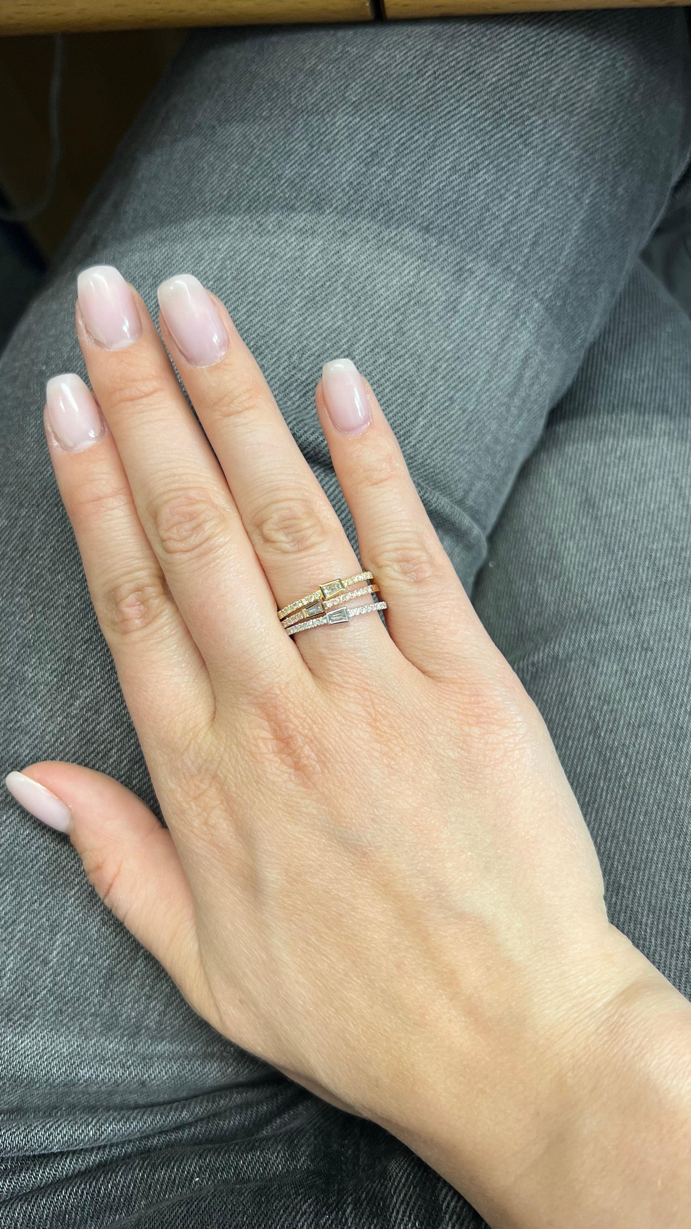 Natural Diamond 0.20 cts 18 Karat Rose Gold Stackable Band Ring For Sale 7