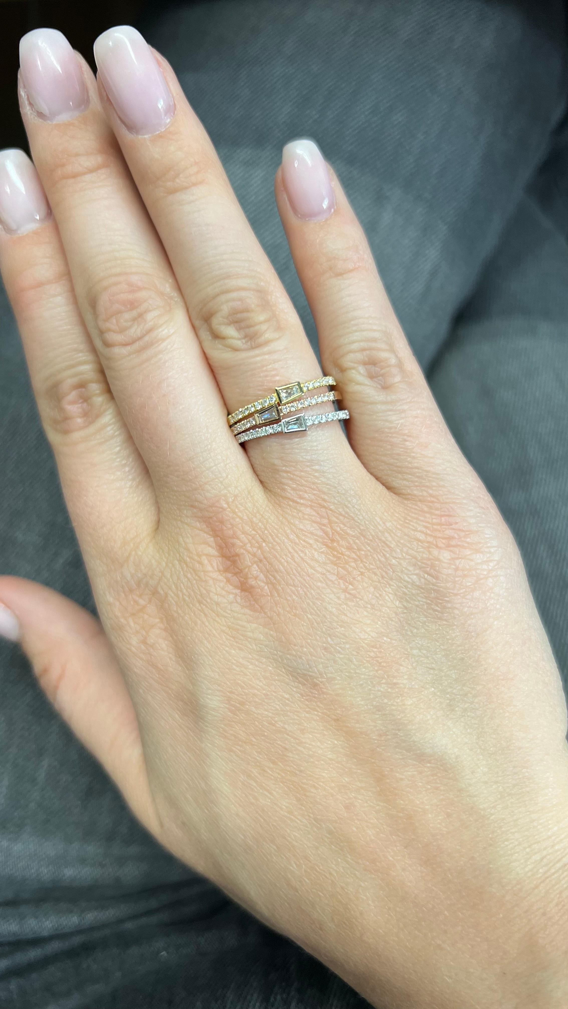 Natural Diamond 0.20 cts 18 Karat Rose Gold Stackable Band Ring For Sale 9