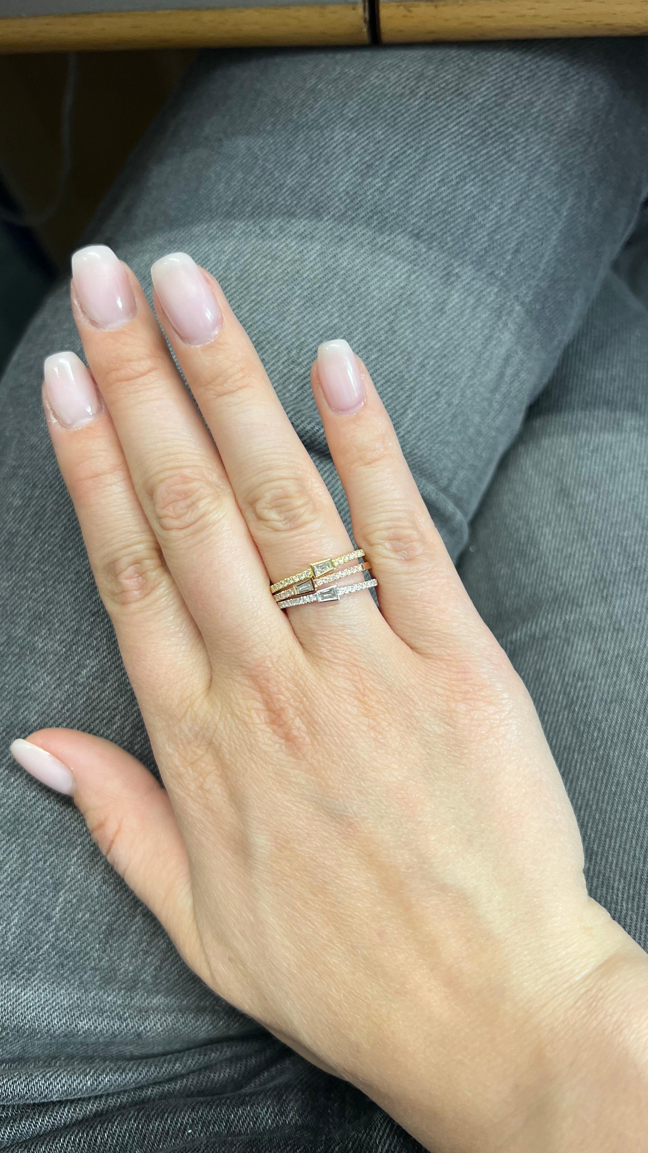 Natural Diamond 0.20 cts 18 Karat White Gold Stackable Band Ring For Sale 7