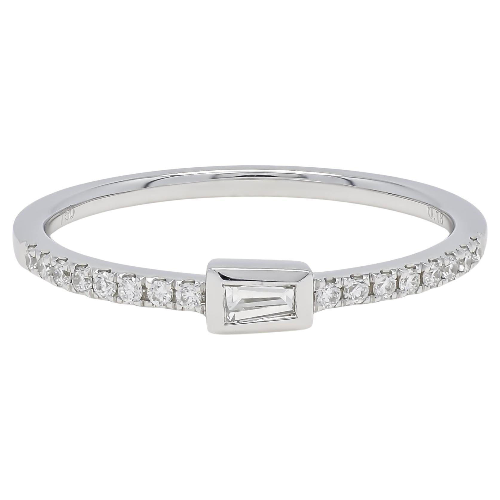 Natural Diamond 0.20 cts 18 Karat White Gold Stackable Band Ring