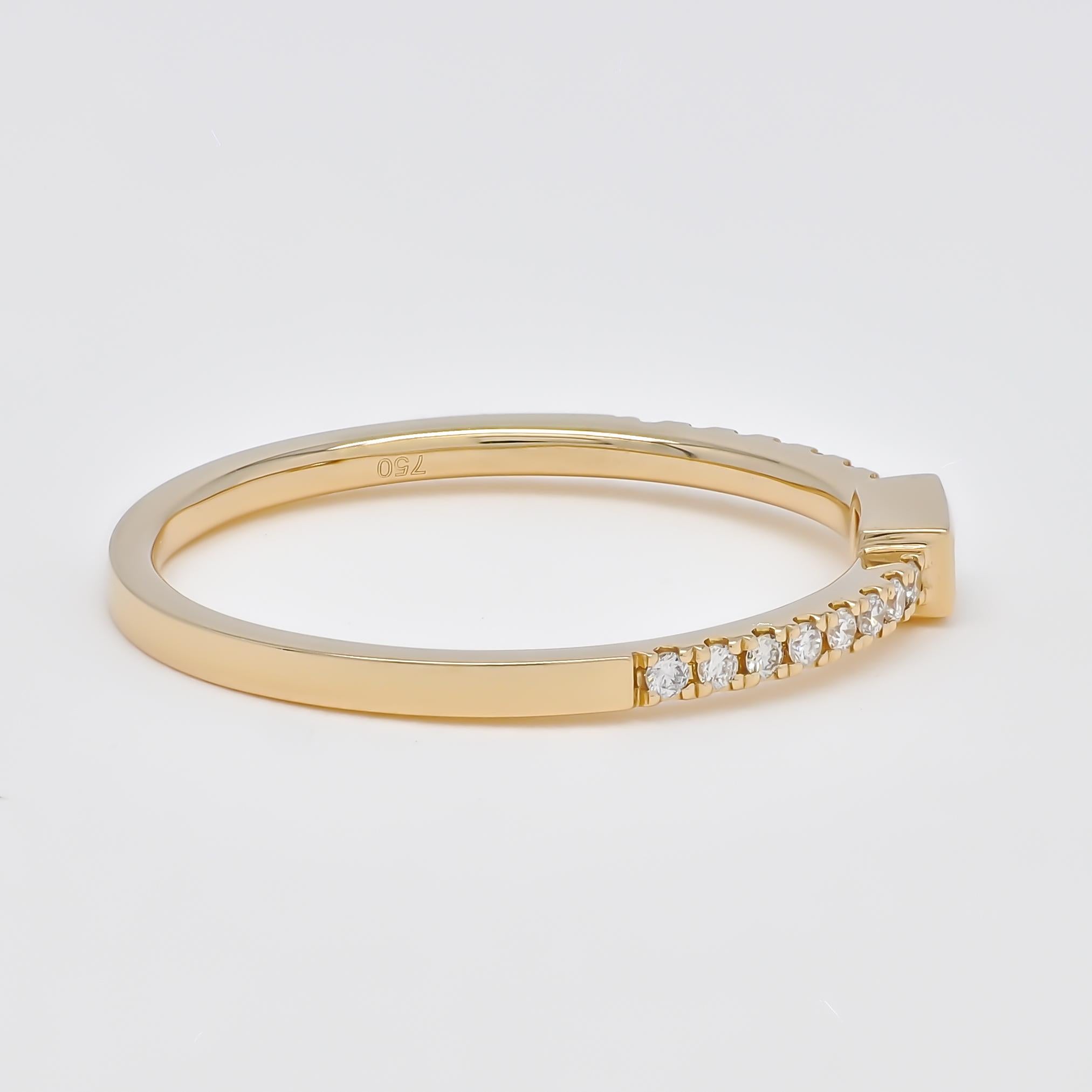 Natural Diamond 0.20 cts 18 Karat Yellow Gold Stackable Band Ring For Sale 4