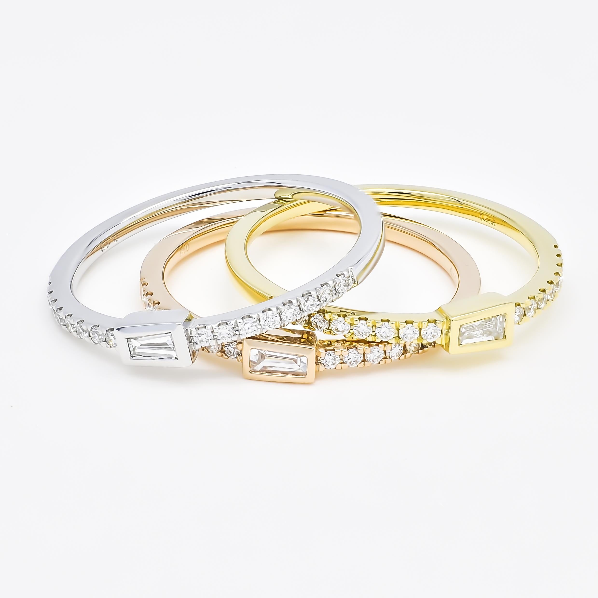 Natural Diamond 0.20 cts 18 Karat Yellow Gold Stackable Band Ring For Sale 1