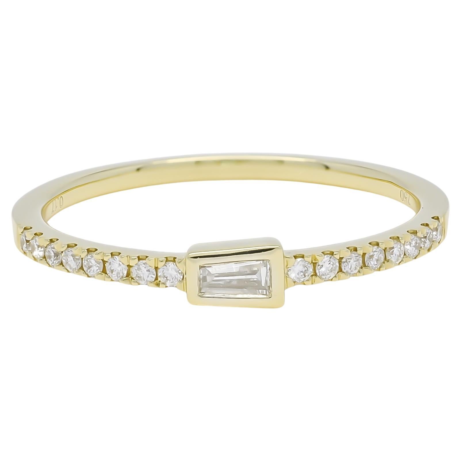 Natural Diamond 0.20 cts 18 Karat Yellow Gold Stackable Band Ring