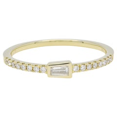 Natural Diamond 0.20 cts 18 Karat Yellow Gold Stackable Band Ring