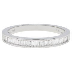 Natural Diamond 0.22 Carats 18KT White Gold Half Eternity Band Ring 