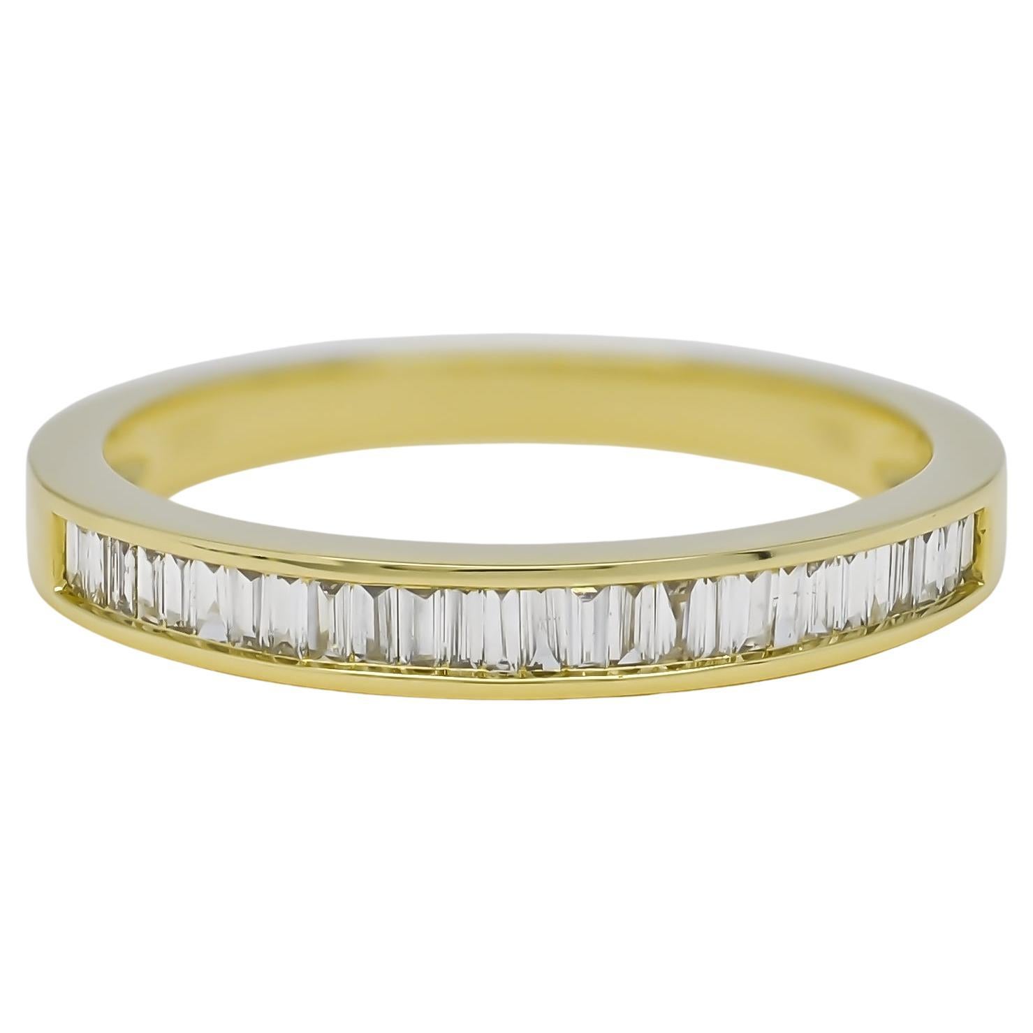 Natural Diamond 0.22 Carats 18KT Yellow Gold Half Eternity Band Ring