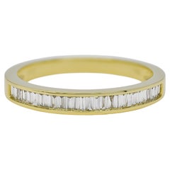 Natural Diamond 0.22 Carats 18KT Yellow Gold Half Eternity Band Ring 