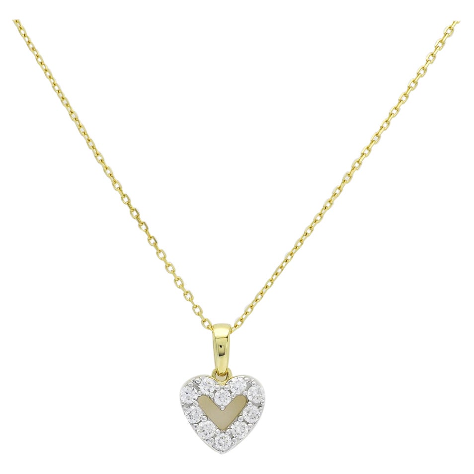 Diamante naturale da 0,23 carati Ciondolo a cuore in oro giallo 18k
