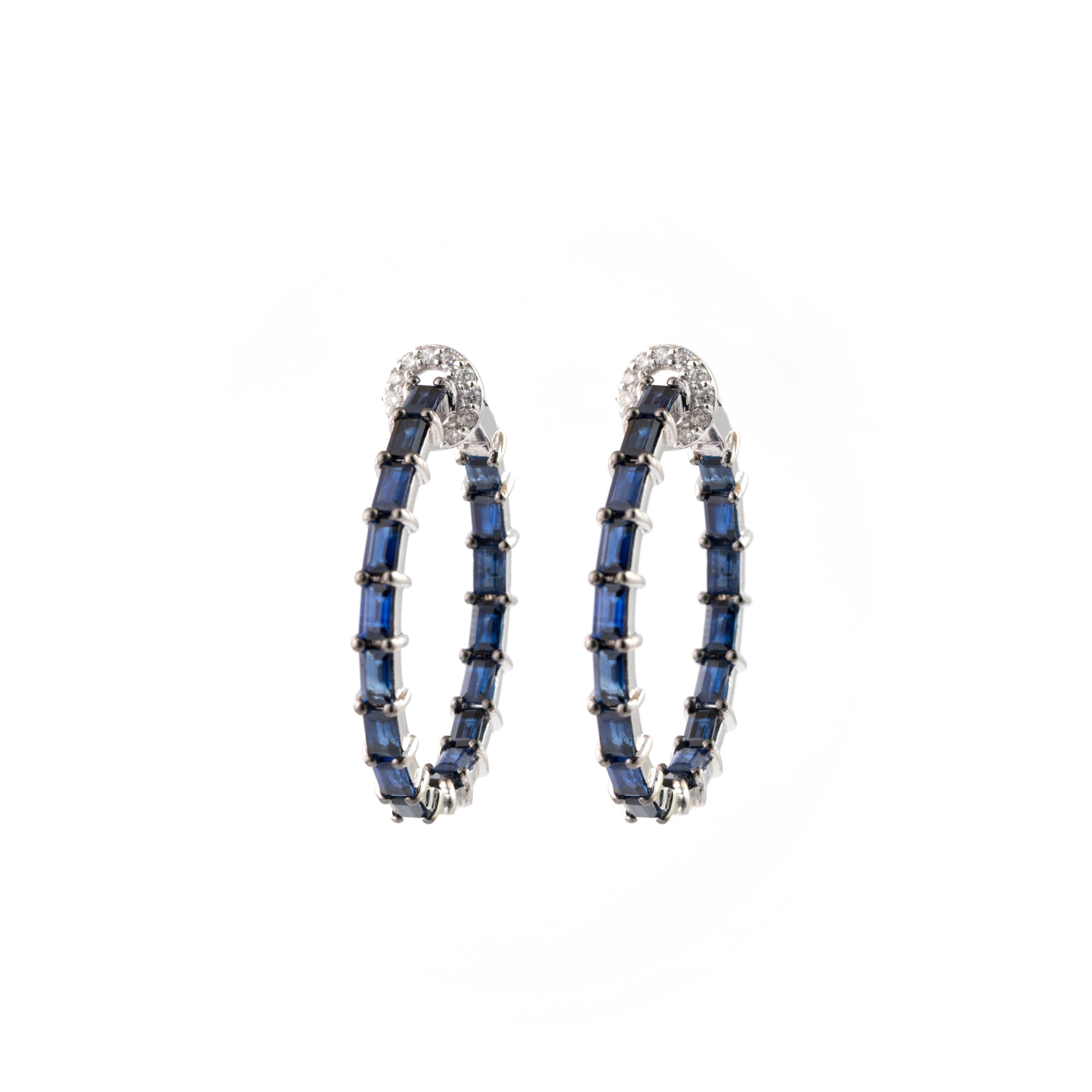 Boucle d'oreille en or 18k 9.16gms Diamant Nature 0.24cts & Saphir Bleu 8.46cts Neuf - En vente à jaipur, IN