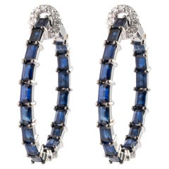 Natural Diamond 0.24cts & Blue Sapphire 8.46cts in 18k Gold 9.16gms Earring
