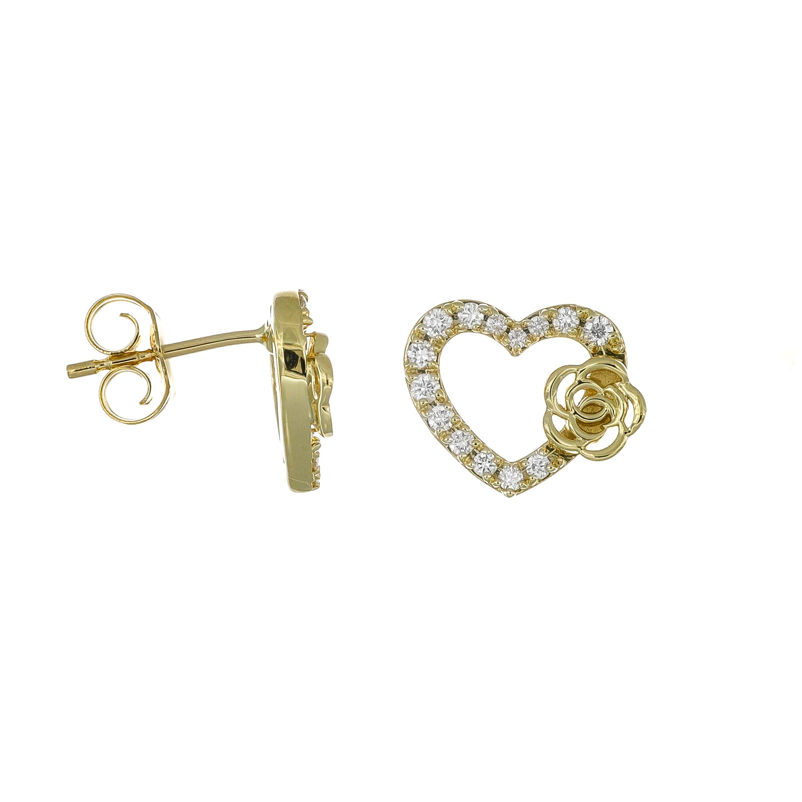 Natural Diamond 0.25 carats 18 Karat White Gold Heart Shape Stud Earrings For Sale 4
