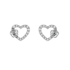 Natural Diamond 0.25 carats 18 Karat White Gold Heart Shape Stud Earrings