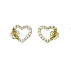Natural Diamond 0.25 carats 18 Karat Yellow Gold Heart Shape Stud Earrings