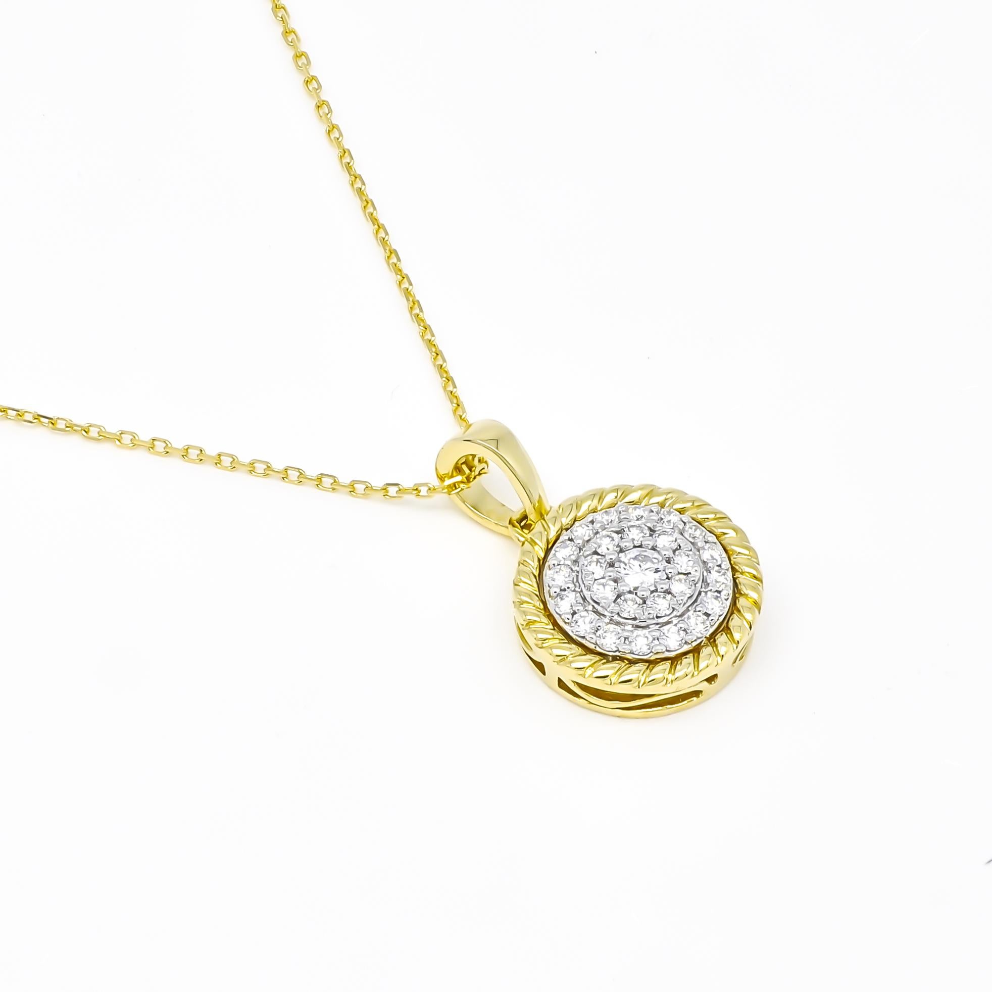 Chaîne collier pendentif en or bicolore 18 carats avec diamant naturel de 0,25 carat en vente 5