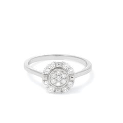 Natural Diamond 0.25 carats 18KT White Gold Cluster Flower Engagement Ring