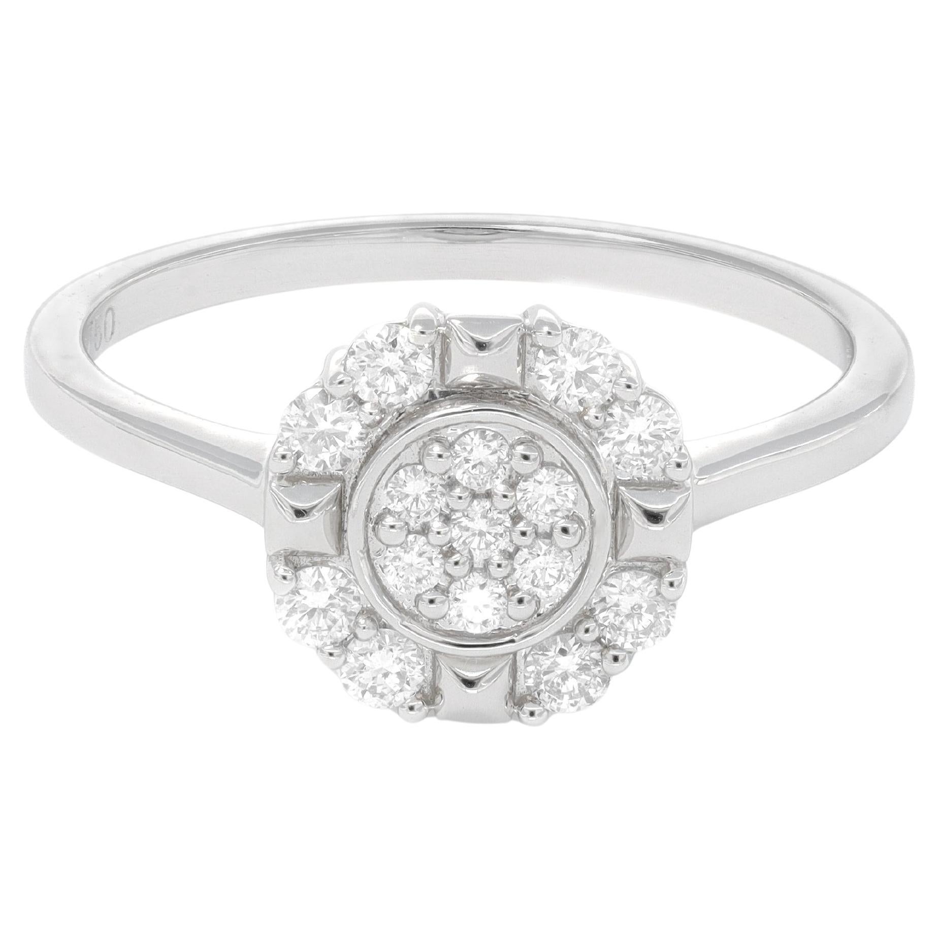 Natural Diamond 0.25 carats 18KT White Gold Cluster Flower Engagement Ring