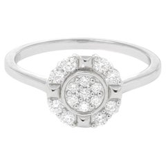 Natural Diamond 0.25 carats 18KT White Gold Cluster Flower Engagement Ring
