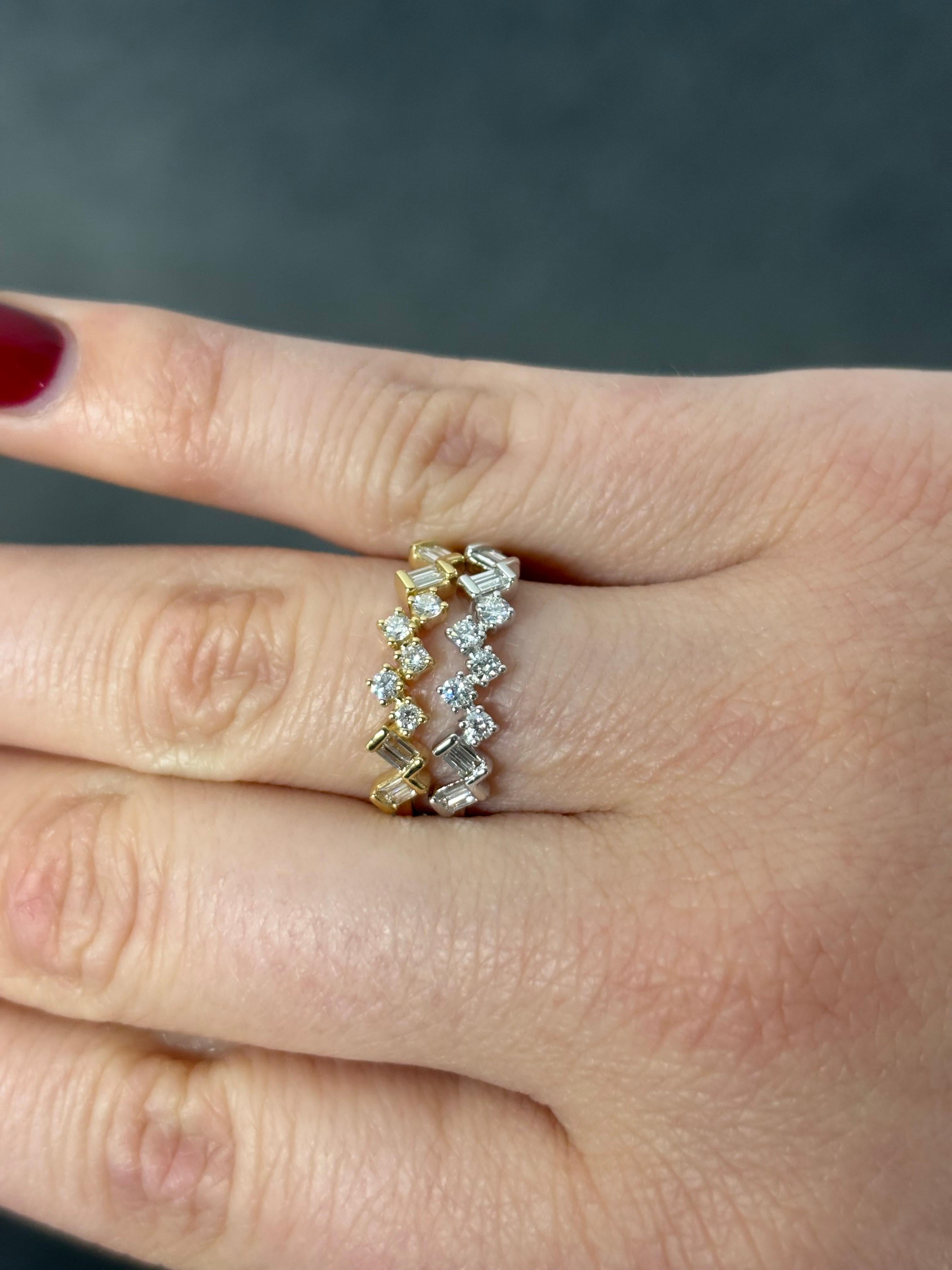 For Sale:  Natural Diamond 0.25 carats 18KT White Gold Modern Anniversary Wedding Band Ring 8