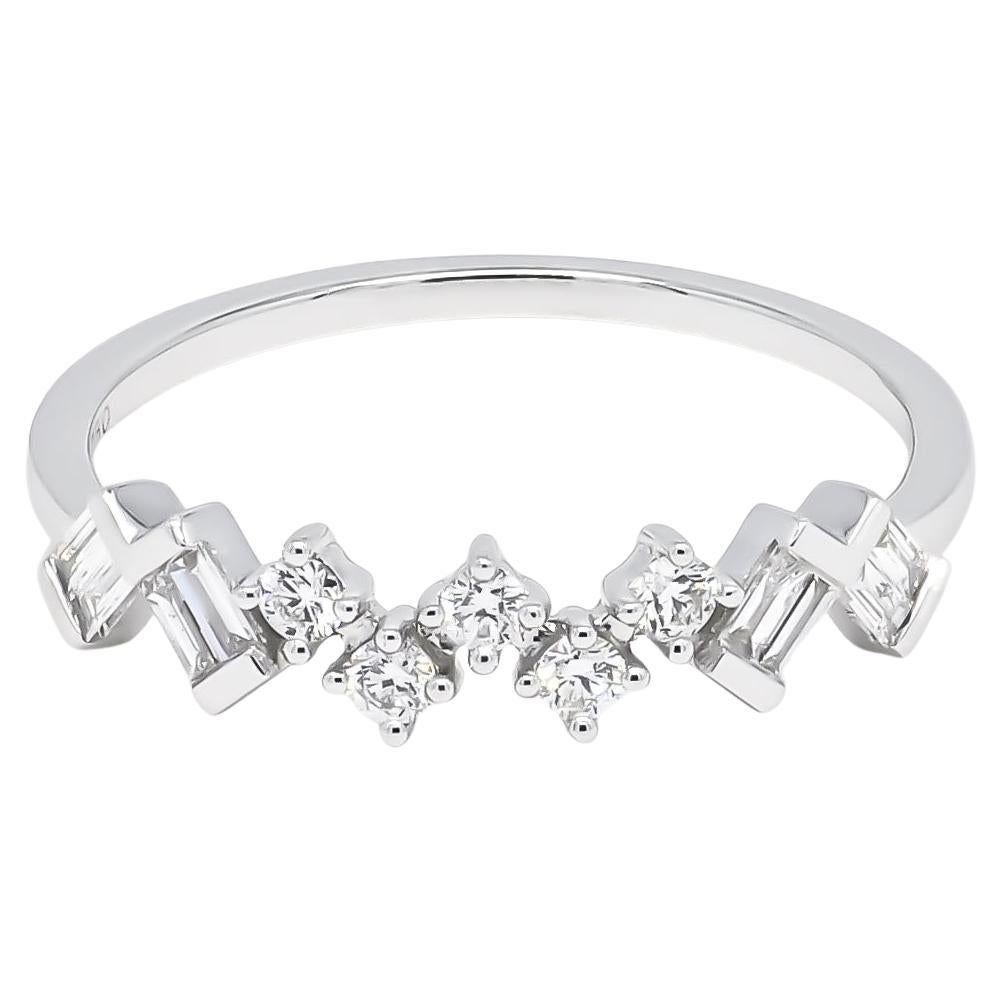 Natürlicher Diamant 0,25 Karat 18KT Weißgold Moderner Jahrestag-Ehering mit natürlichem Diamant