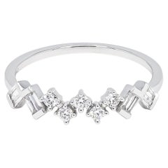 Alliance d'anniversaire moderne en or blanc 18 carats avec diamant naturel de 0,25 carat