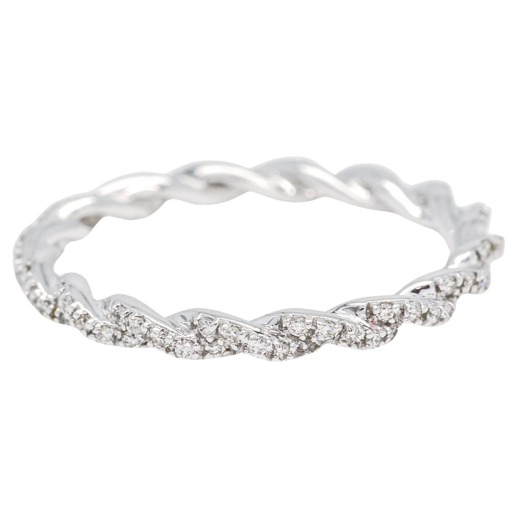 Natural Diamond 0.25 carats 18KT White Gold Twisted Full Eternity Band