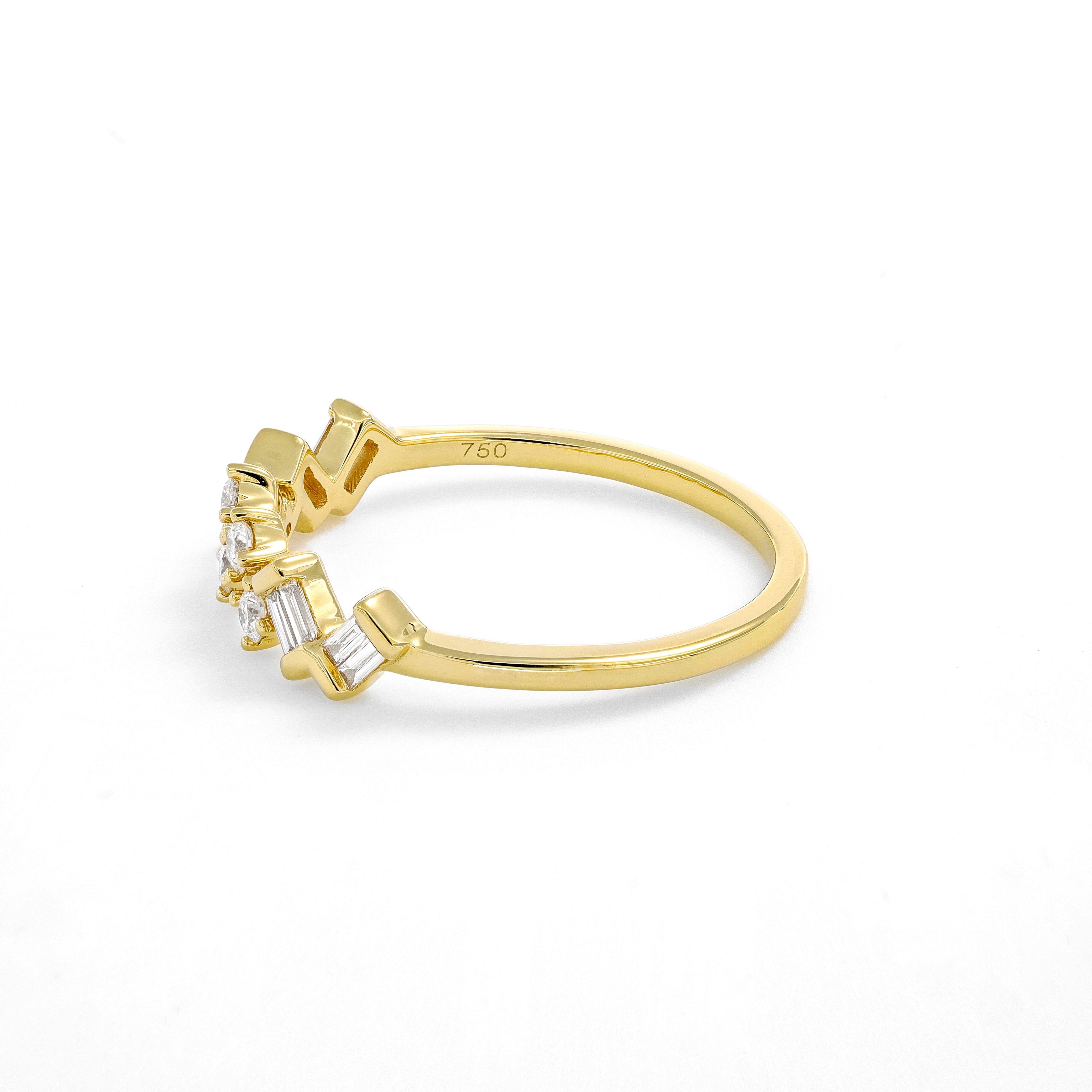 Moderne Anneau d'anniversaire en or jaune 18KT avec diamant Nature 0.25 carats en vente