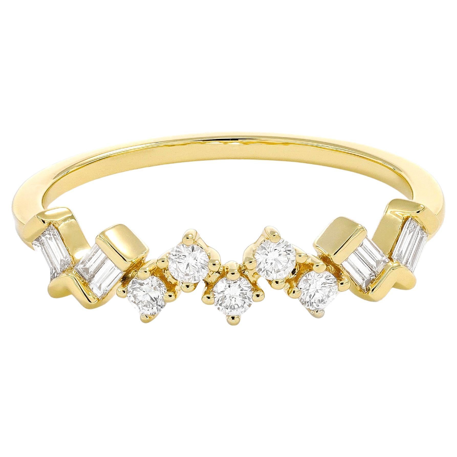 Anneau d'anniversaire en or jaune 18KT avec diamant Nature 0.25 carats