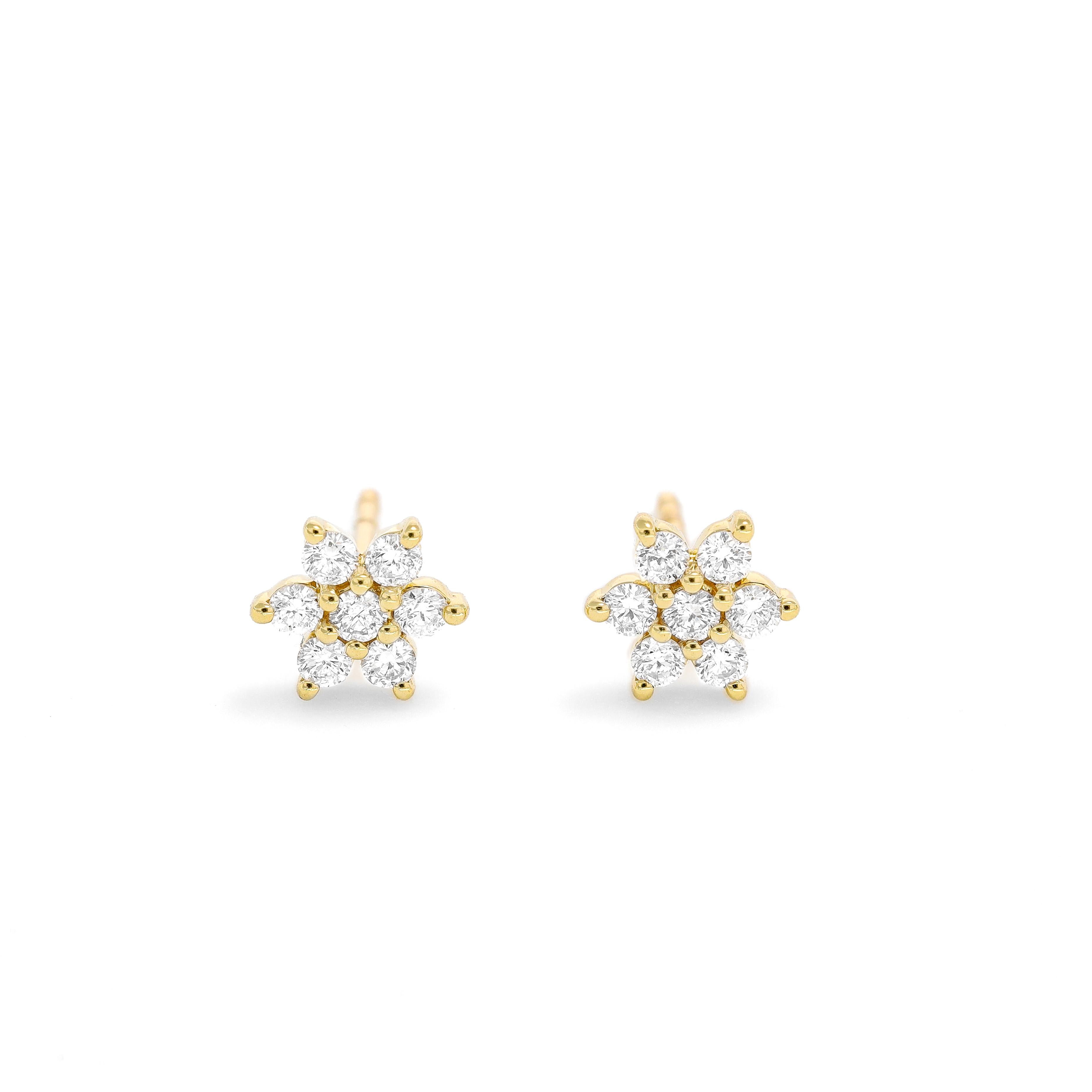 Orecchini a grappolo con diamanti naturali da 0,25 carati in oro giallo 18KT in vendita 12