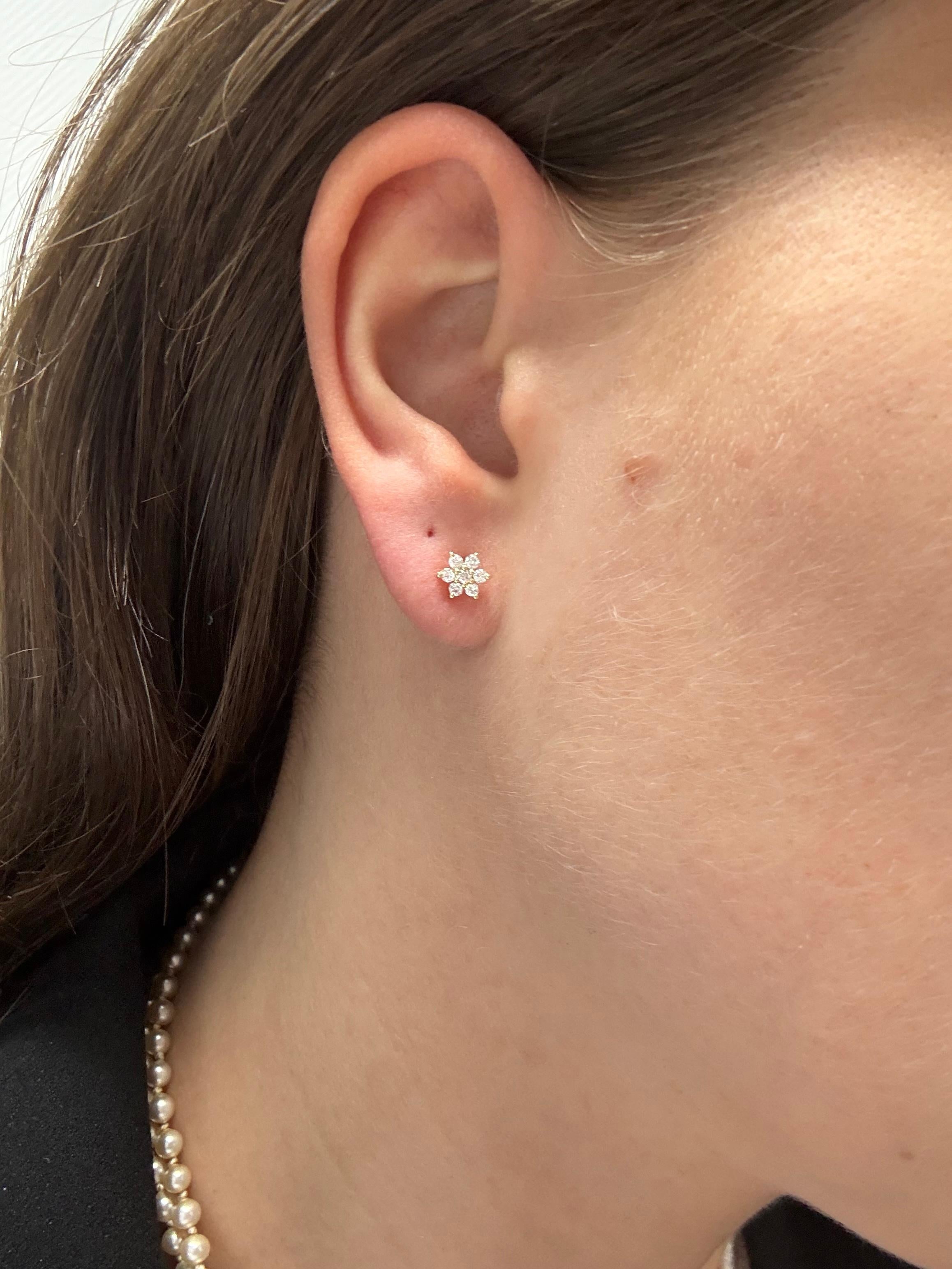 da uomo o donna Orecchini a grappolo con diamanti naturali da 0,25 carati in oro giallo 18KT in vendita