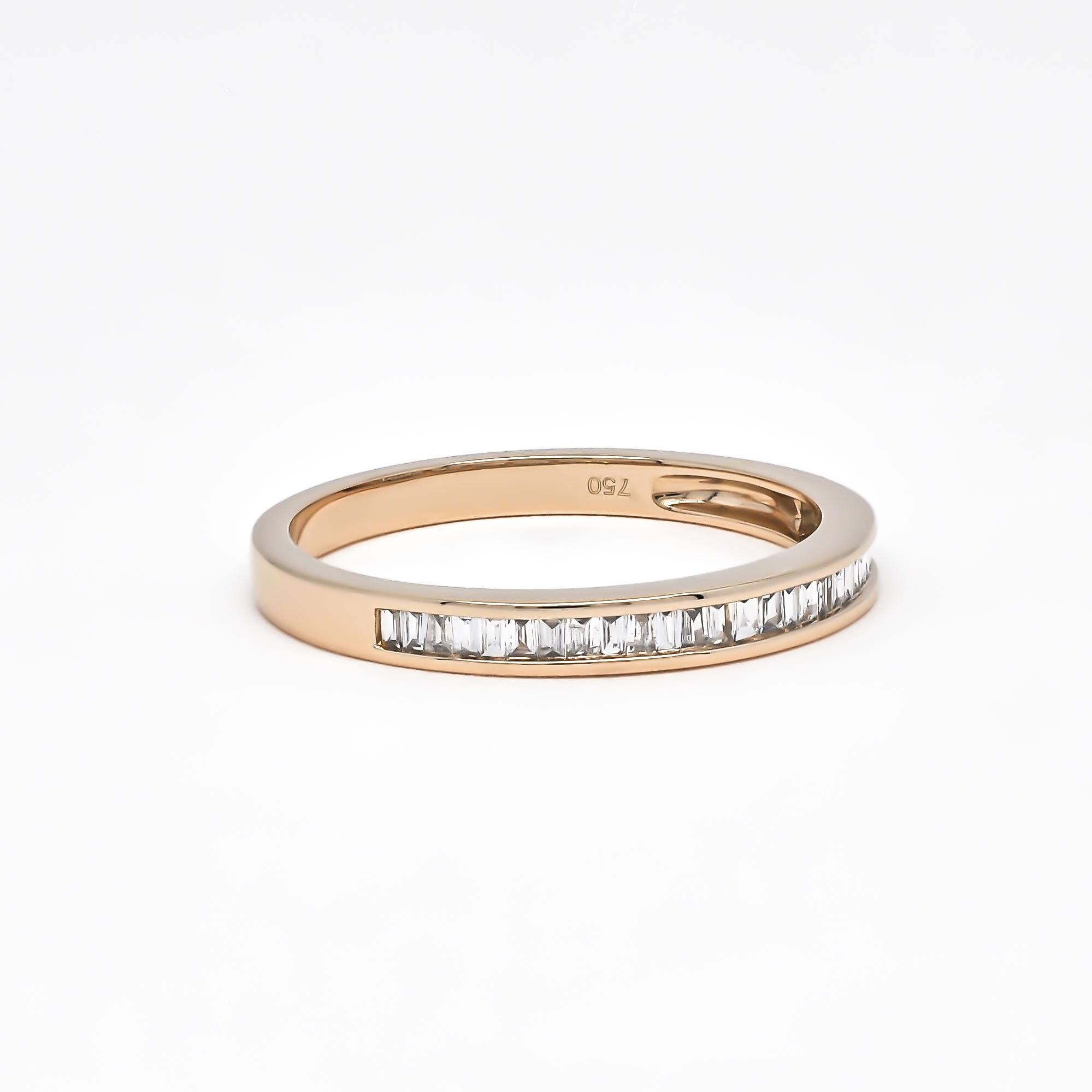 Natural Diamond 0.26 carats 18KT Rose Gold Half Eternity Wedding Band For Sale 5