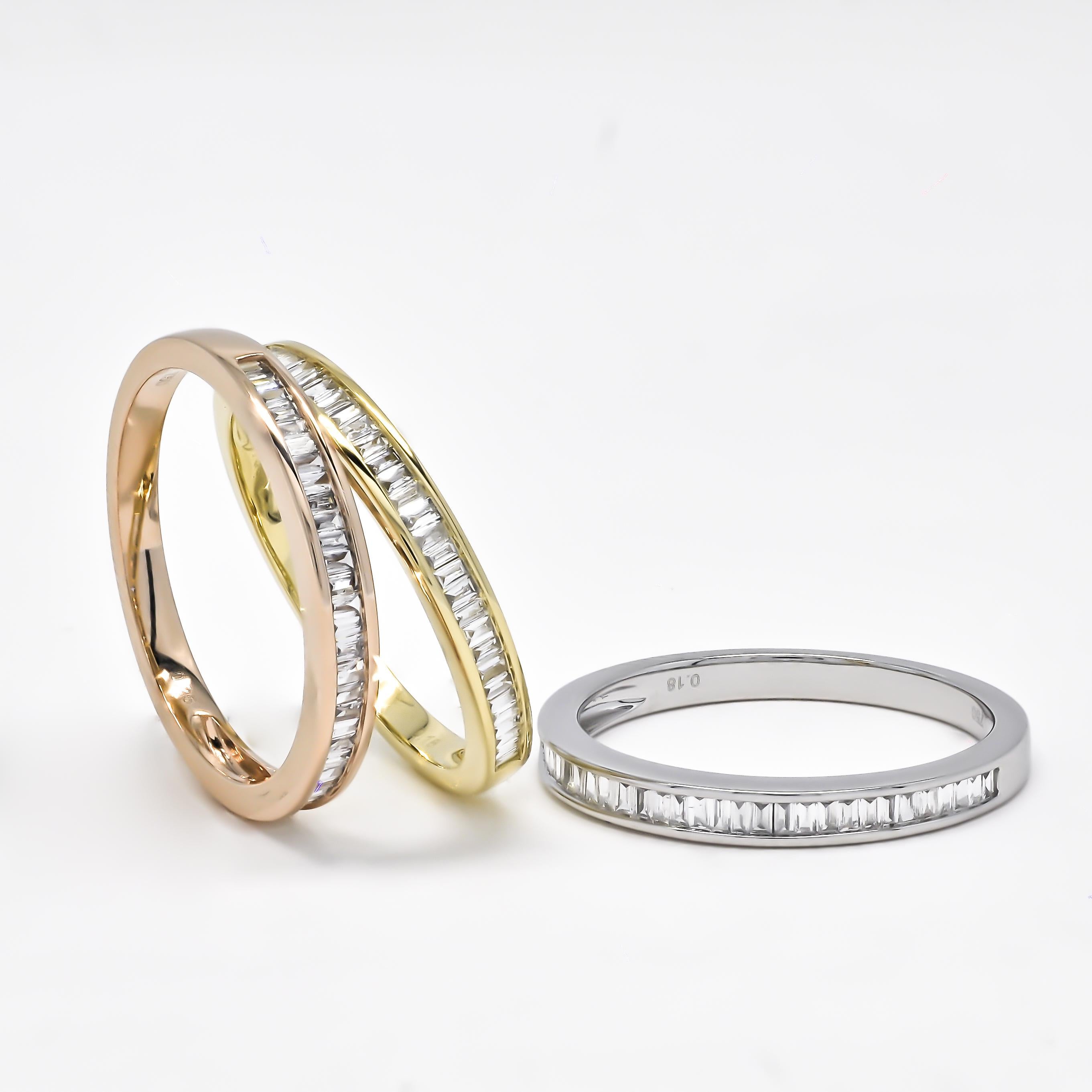 Natural Diamond 0.26 carats 18KT Rose Gold Half Eternity Wedding Band For Sale 6
