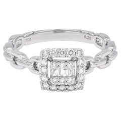 Natural Diamond 0.26 carats 18KT Yellow Gold Cluster Chain Link Shank Ring
