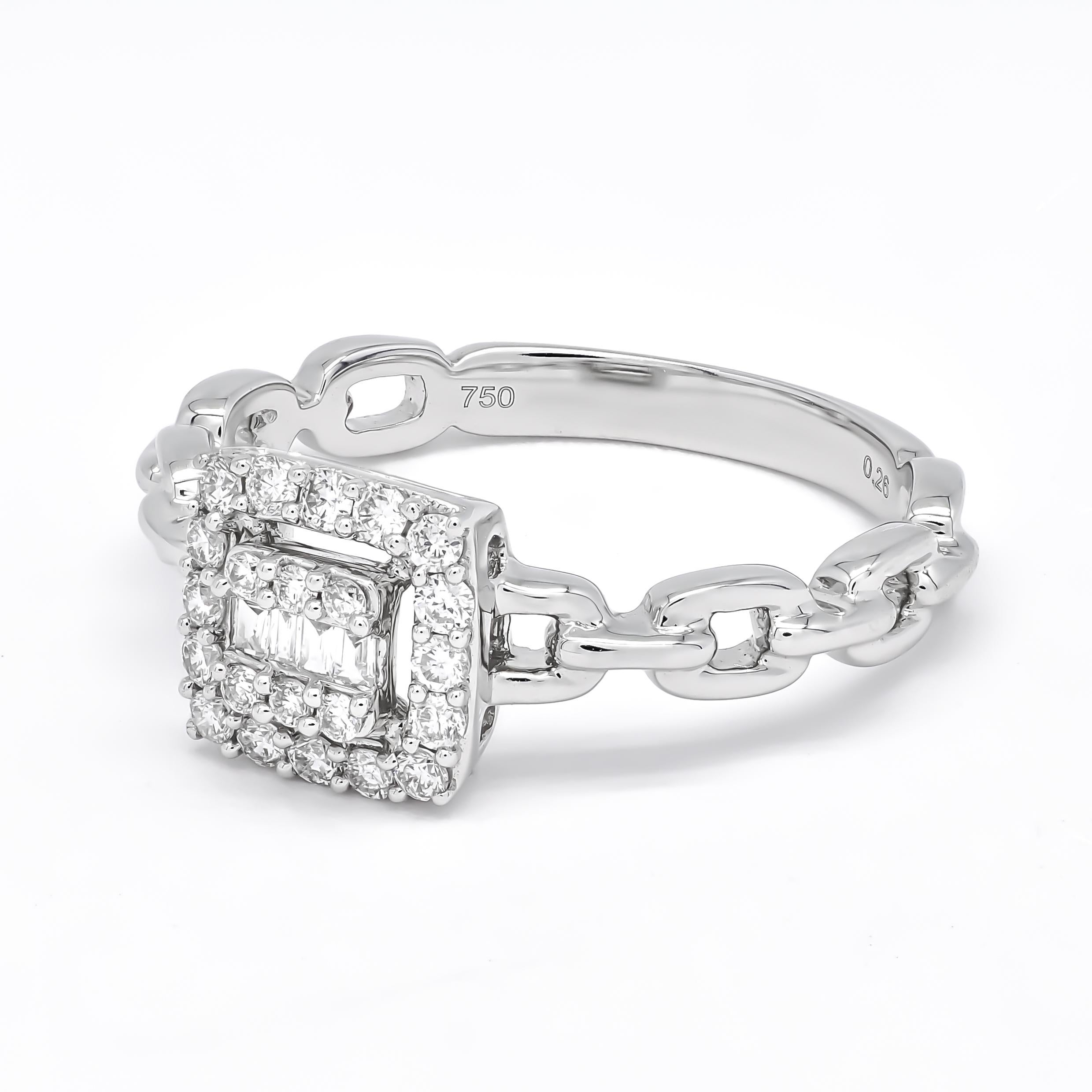 Moderne Bague à maillons en or jaune 18 carats avec diamant naturel de 0,26 carat en vente