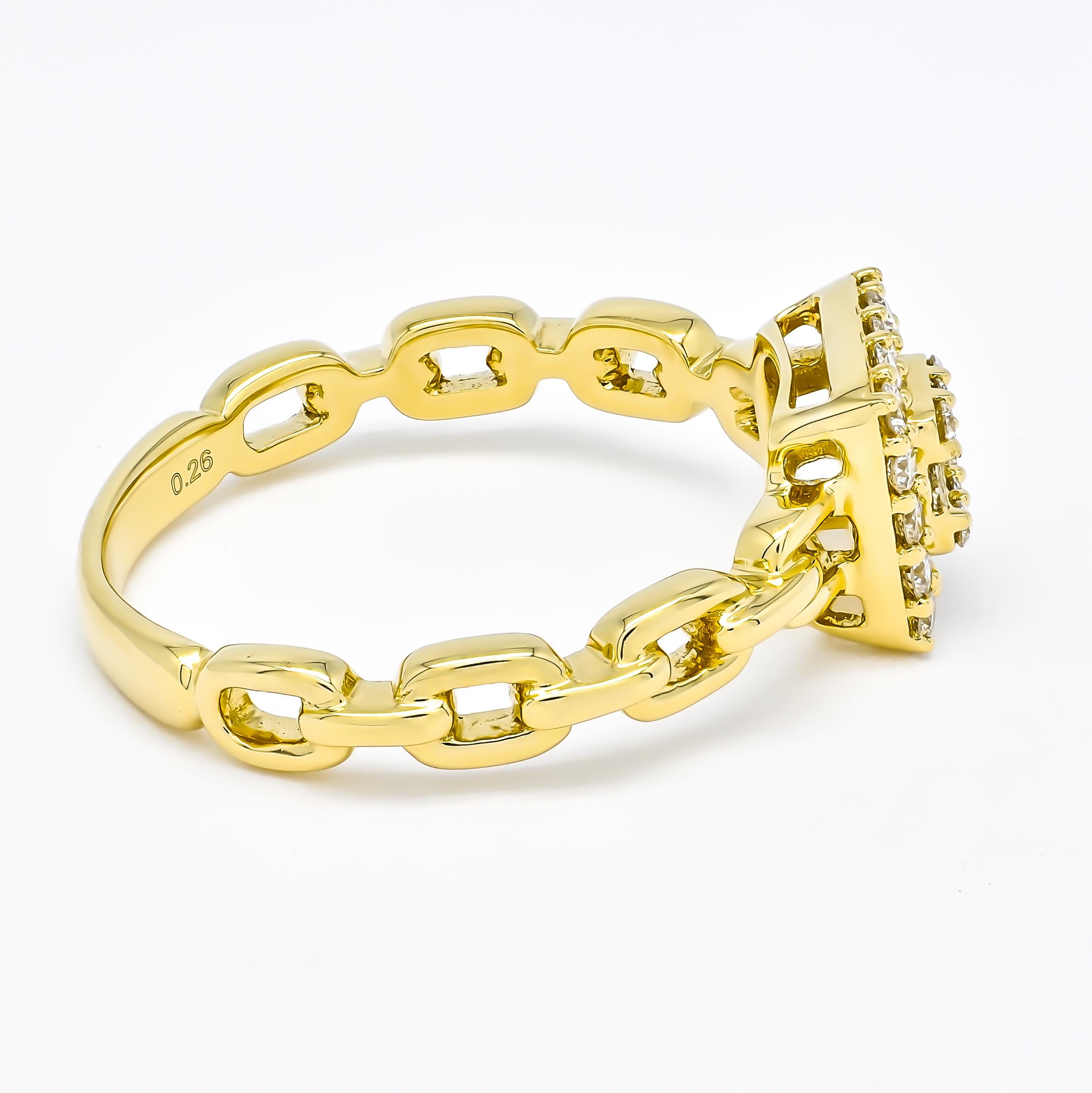 Bague à maillons en or jaune 18 carats avec diamant naturel de 0,26 carat en vente 2