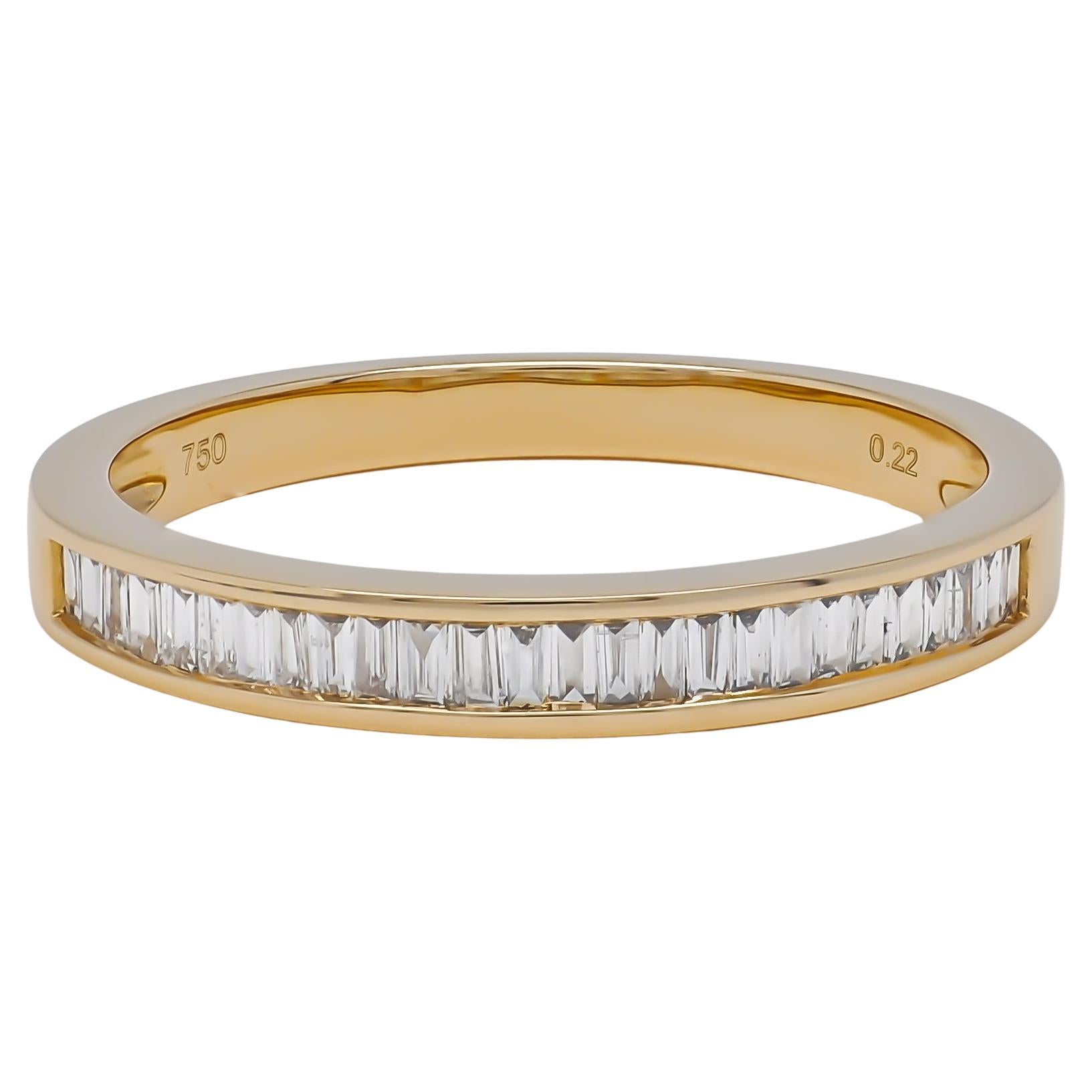 Alliance d'éternité en or jaune 18 carats avec diamants naturels 0,26 carat Unisexe en vente