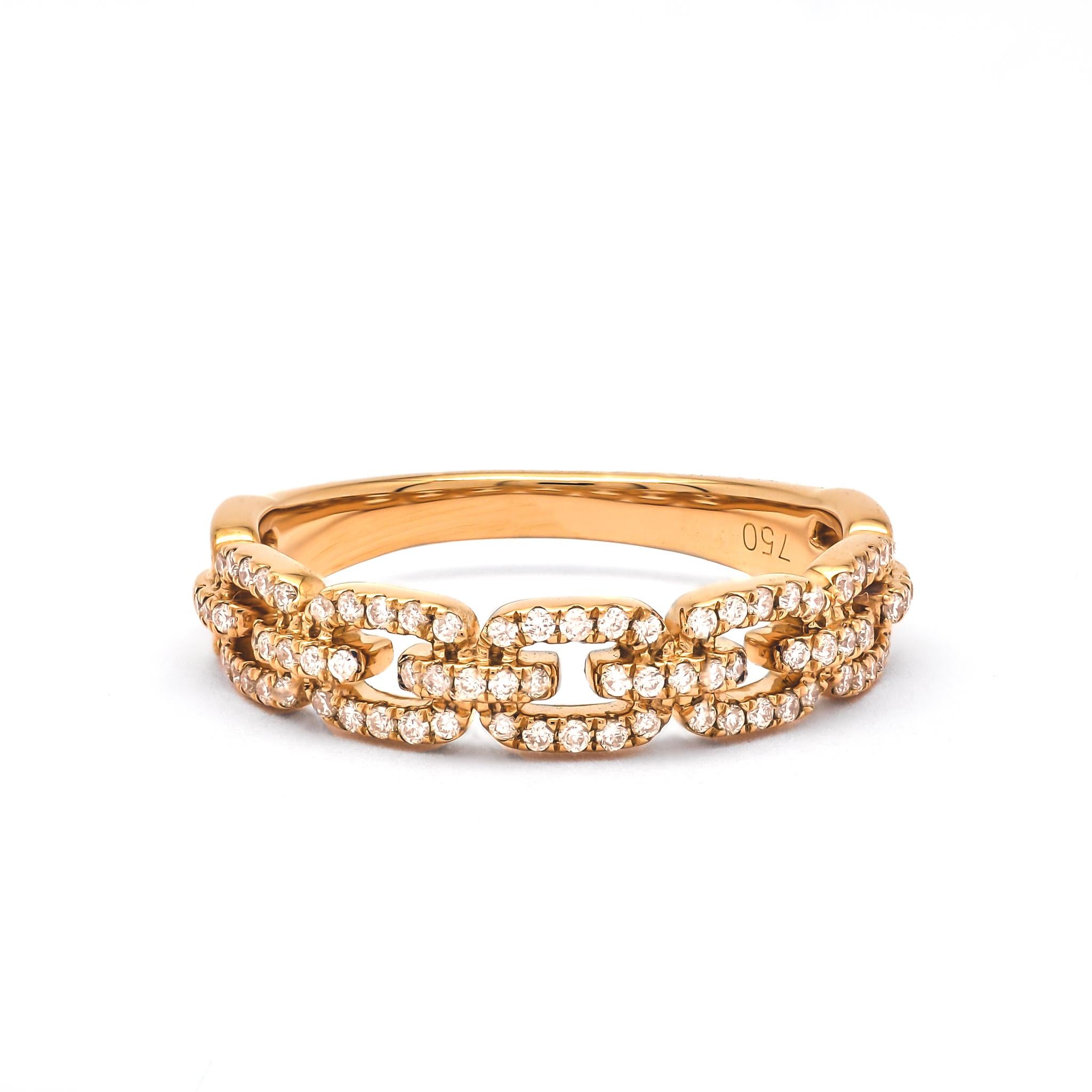 Immerse yourself in the world of contemporary elegance with the Natural Diamond 0.26CT 18Karat Rose Gold Chain Link Ring. This remarkable piece of jewelry seamlessly marries timeless charm with modern design sensibilities. 

Forged from radiant