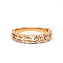 Natural Diamond 0.26CT 18Karat Rose Gold Chain Link Ring