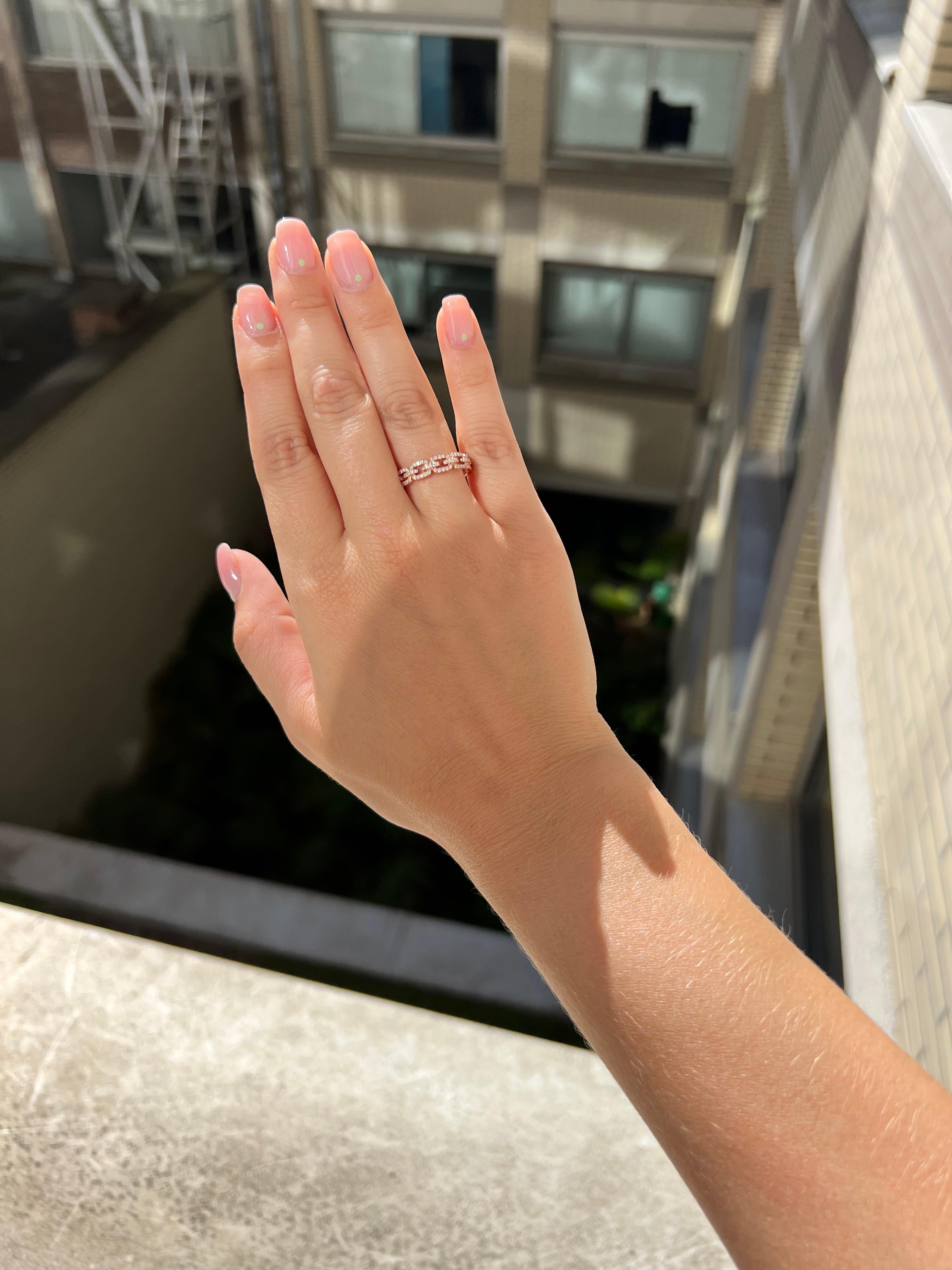 Bague à maillons en or rose 18 carats avec diamant naturel 0,26 carat Pour femmes en vente