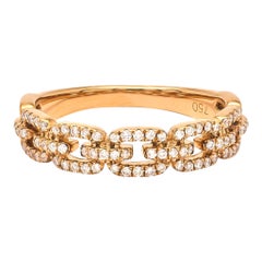 Anillo de eslabón de cadena de oro rosa de 18 quilates con diamante natural de 0,26 quilates