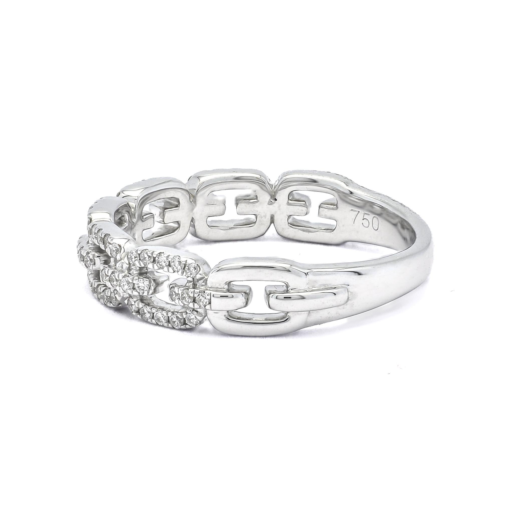 Immerse yourself in the world of contemporary elegance with the Natural Diamond 0.26CT 18Karat White Gold Chain Link Ring.

 This remarkable piece of jewelry seamlessly marries timeless charm with modern design sensibilities. Forged from radiant