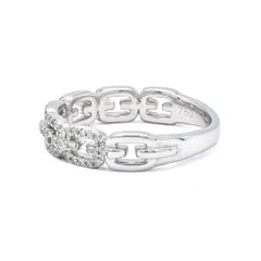 Natural Diamond 0.26CT 18Karat White Gold Chain Link Ring