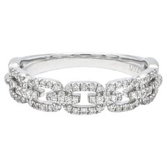 Natural Diamond 0.26CT 18Karat White Gold Chain Link Ring