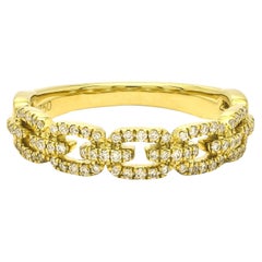 Natural Diamond 0.26CT 18Karat Yellow Gold Chain Link Ring